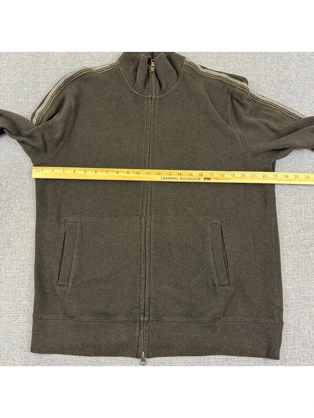 Banana Republic Mens L Brown Full Zip Sweater Track Jacket 100% Cotton